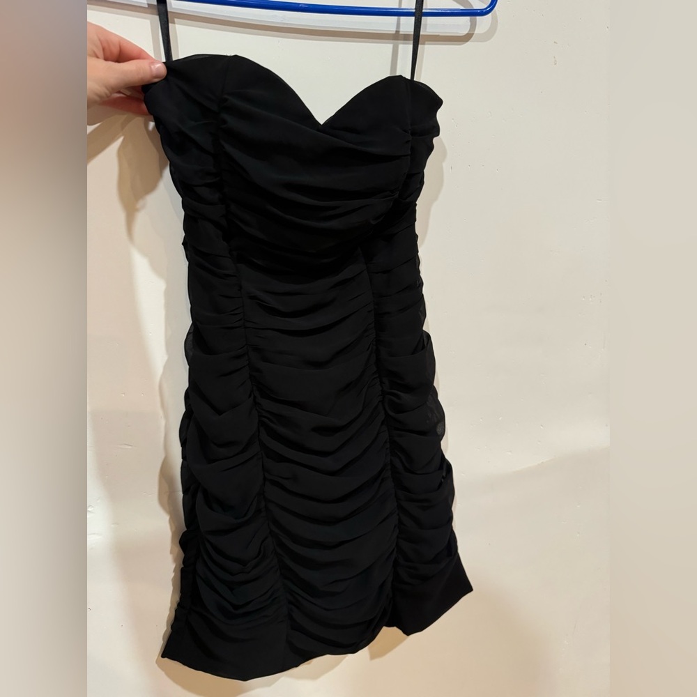 H&M Black Ruched Mini Dress